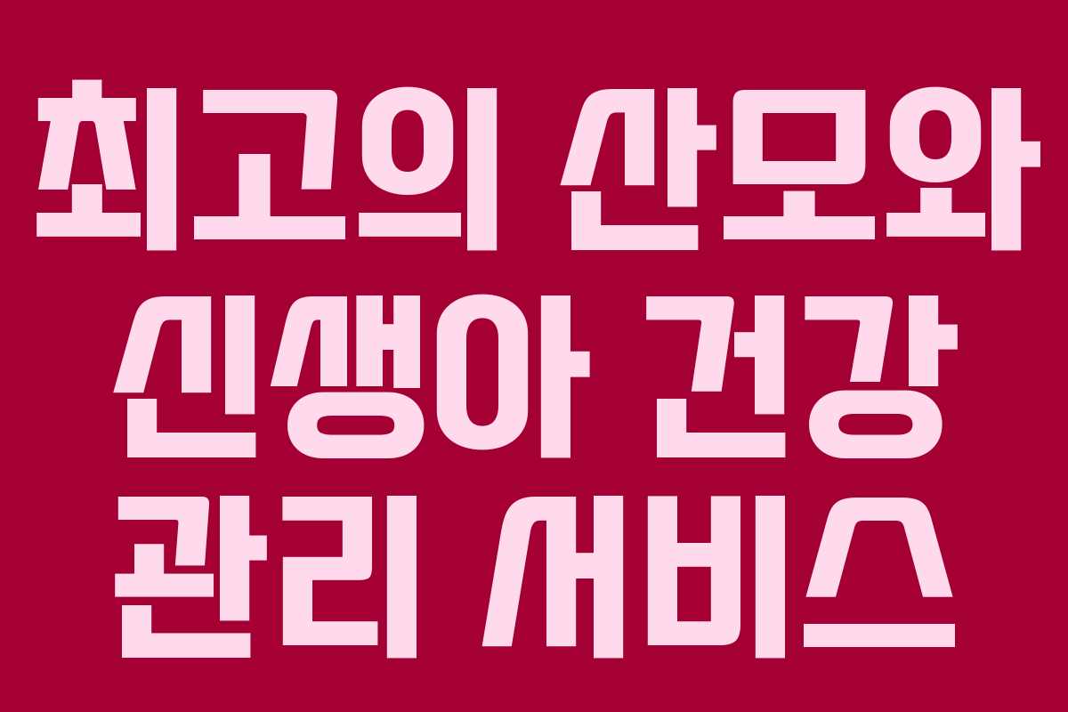 최고의 산모와 신생아 건강 관리 서비스 최고의 산모와 신생아 건강 관리 서비스
