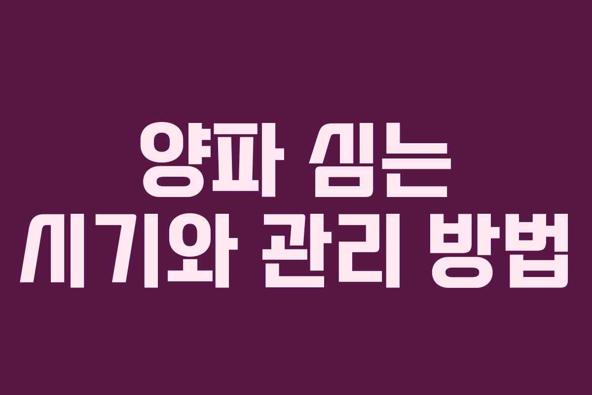 양파 심는 시기와 관리 방법 양파 심는 시기와 관리 방법