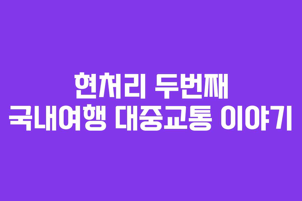 현처리 두번째 국내여행 대중교통 이야기