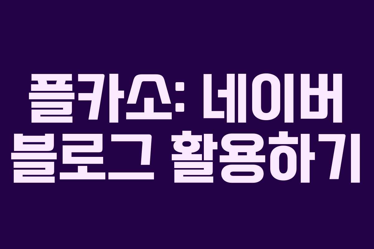 플카소: 네이버 블로그 활용하기