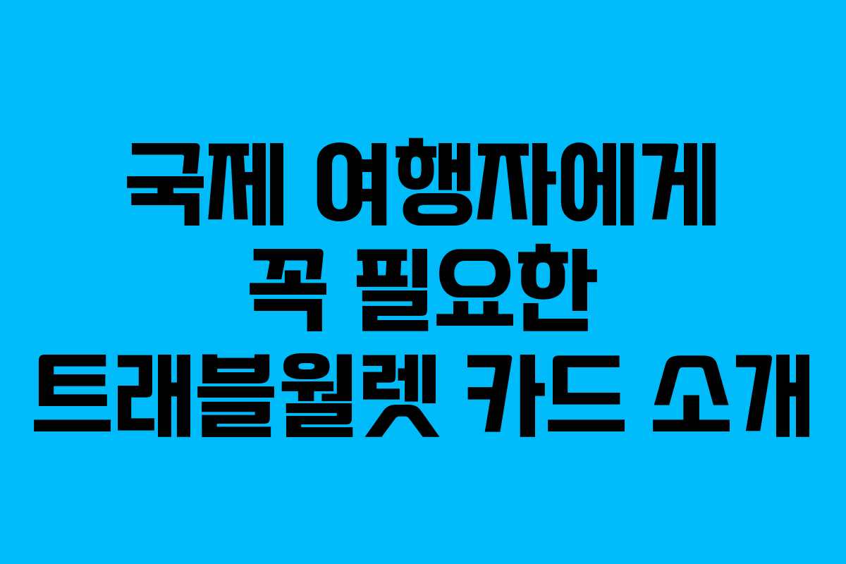 국제 여행자에게 꼭 필요한 트래블월렛 카드 소개