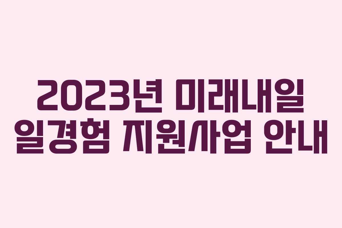 2023년 미래내일 일경험 지원사업 안내
