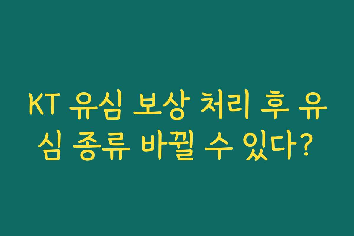 KT 유심 보상 처리 후 유심 종류 바뀔 수 있다?