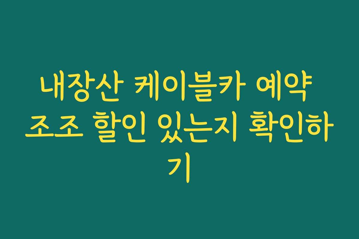 내장산 케이블카 예약 조조 할인 있는지 확인하기