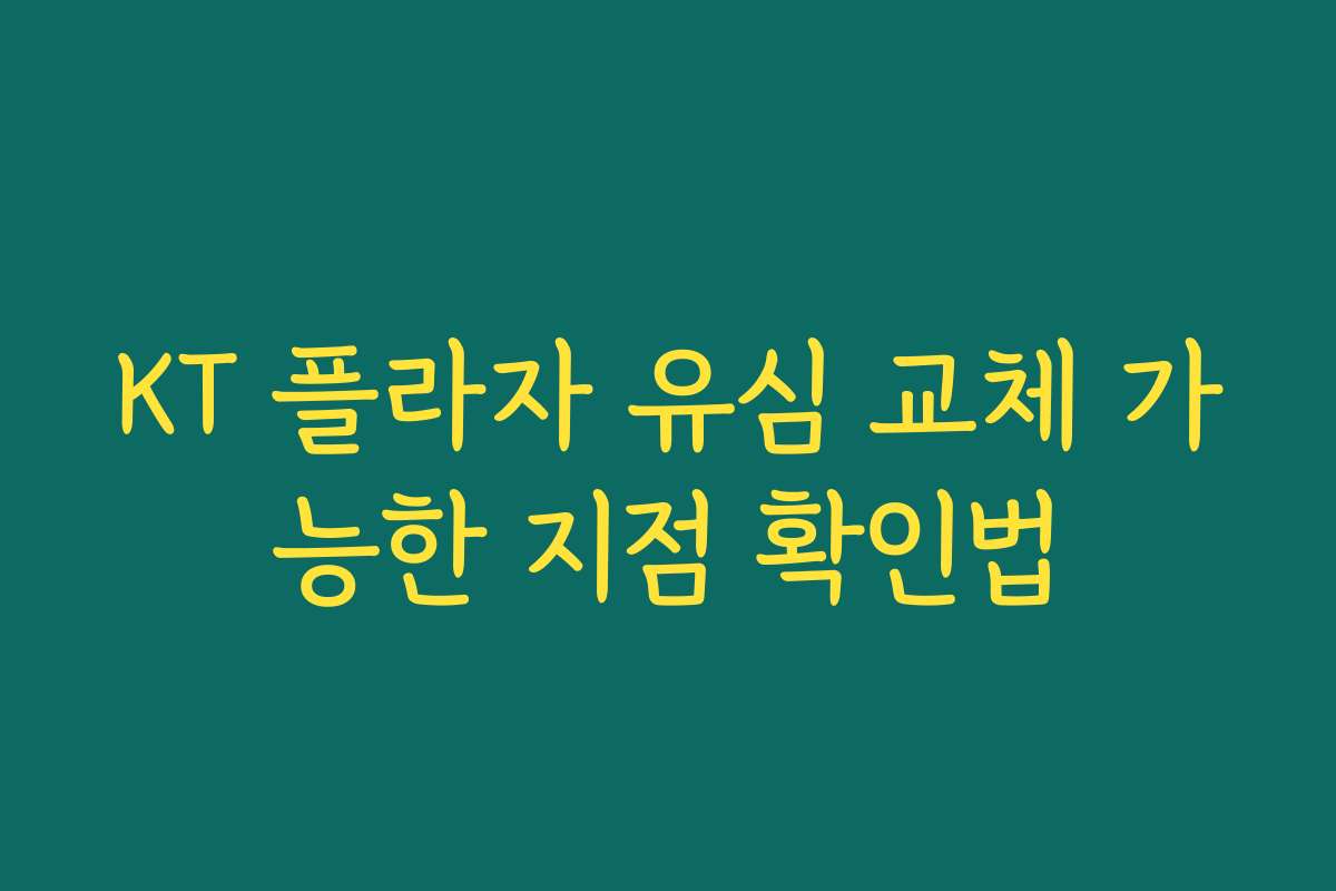 KT 플라자 유심 교체 가능한 지점 확인법