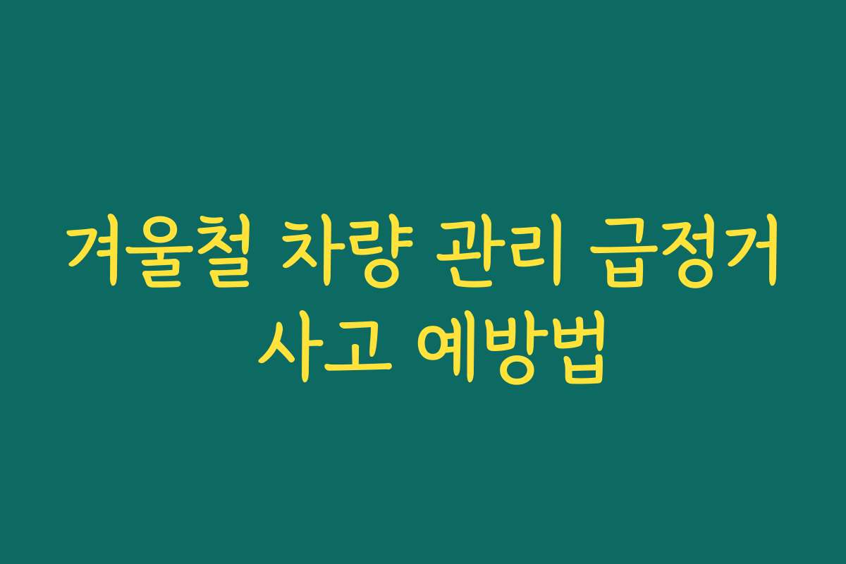 겨울철 차량 관리 급정거 사고 예방법