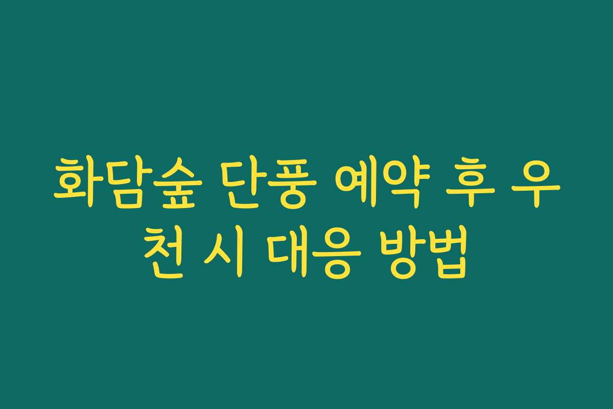 화담숲 단풍 예약 후 우천 시 대응 방법