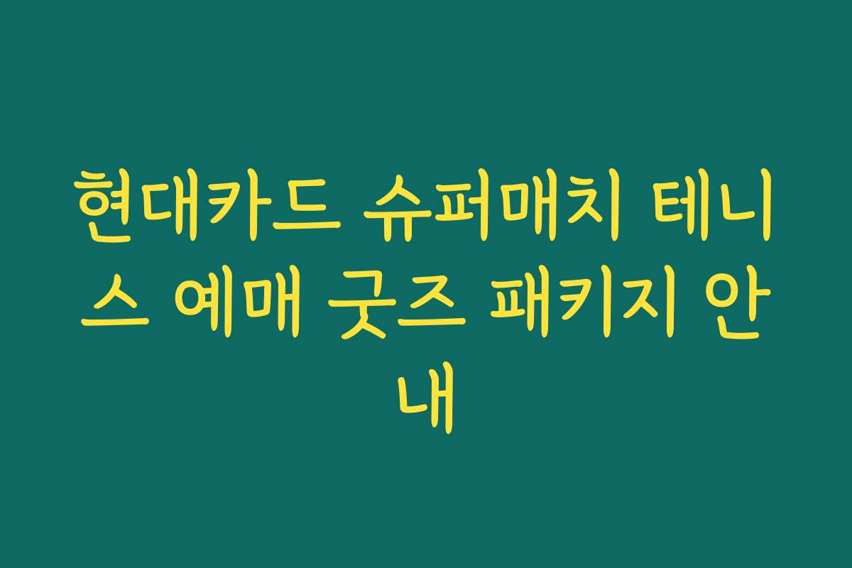 현대카드 슈퍼매치 테니스 예매 굿즈 패키지 안내
