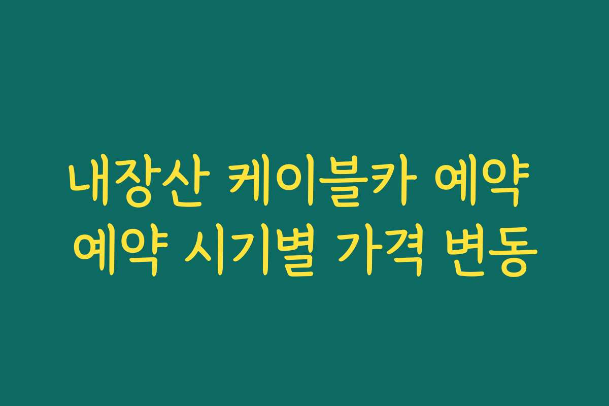 내장산 케이블카 예약 예약 시기별 가격 변동