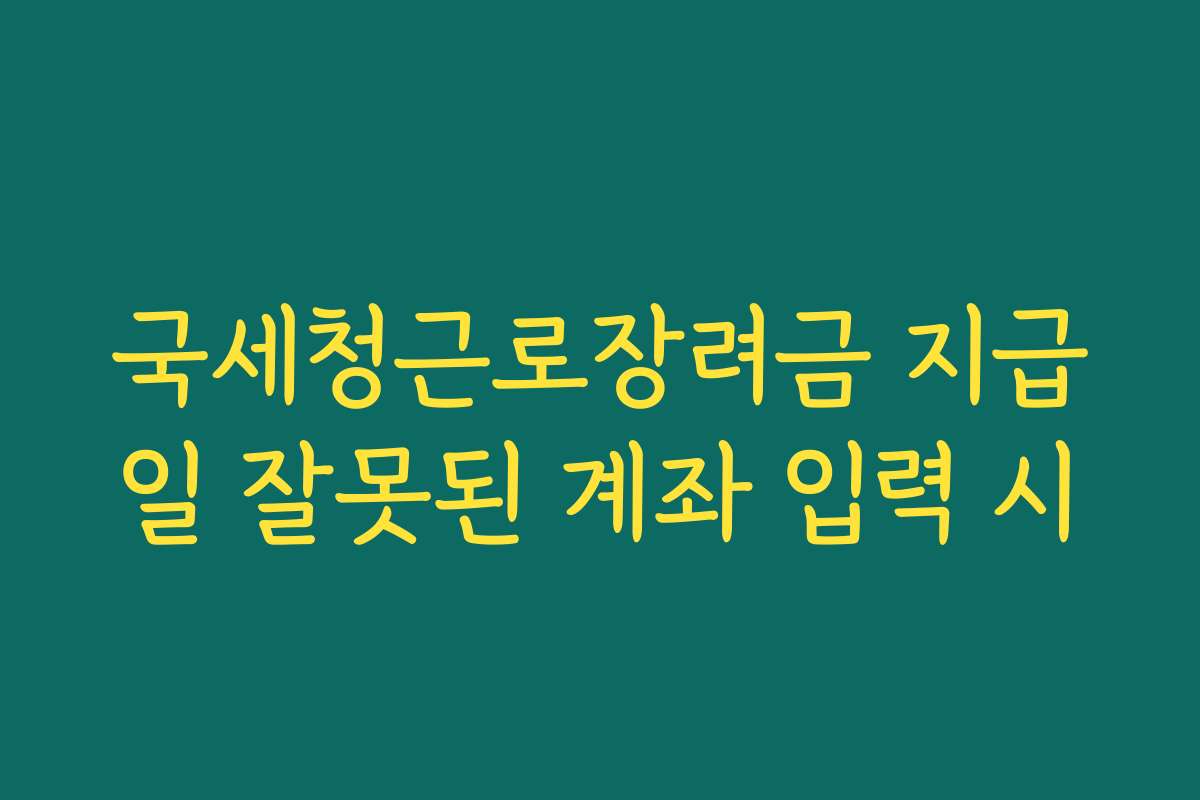국세청근로장려금 지급일 잘못된 계좌 입력 시