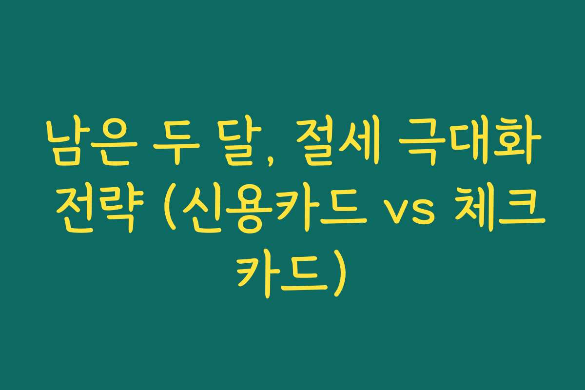 남은 두 달, 절세 극대화 전략 (신용카드 vs 체크카드)