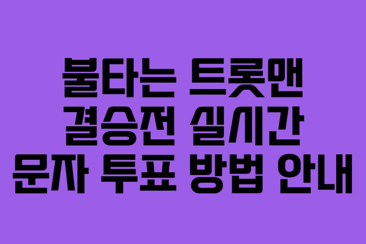 불타는 트롯맨 결승전 실시간 문자 투표 방법 안내