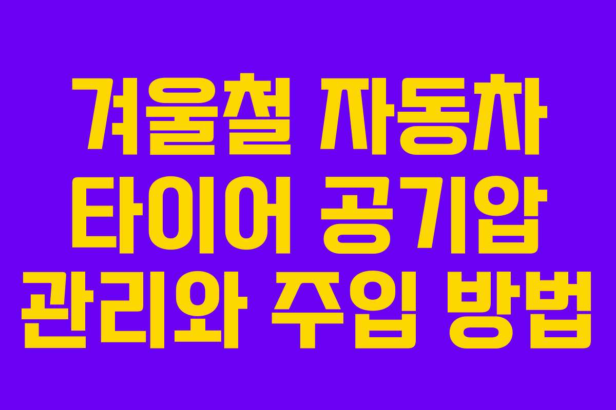 겨울철 자동차 타이어 공기압 관리와 주입 방법
