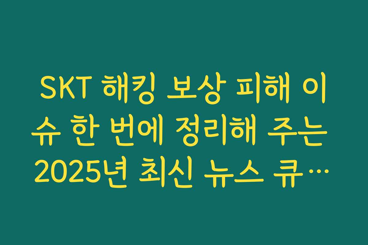 SKT 해킹 보상 피해 이슈 한 번에 정리해 주는 2025년 최신 뉴스 큐레이션 제목