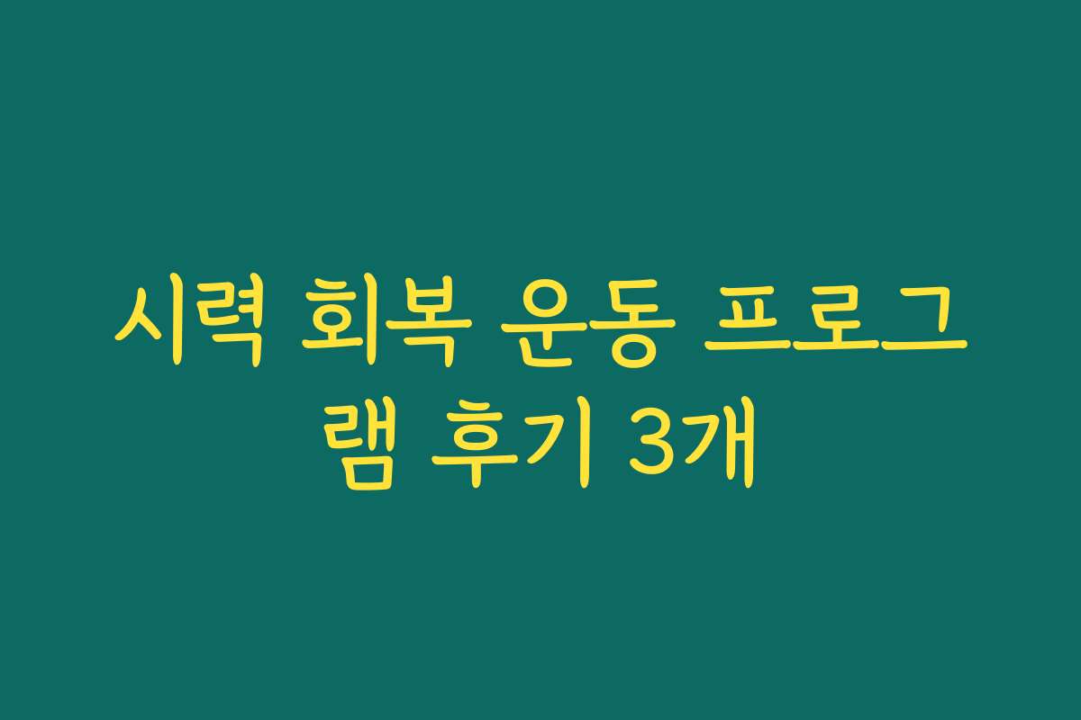 시력 회복 운동 프로그램 후기 3개