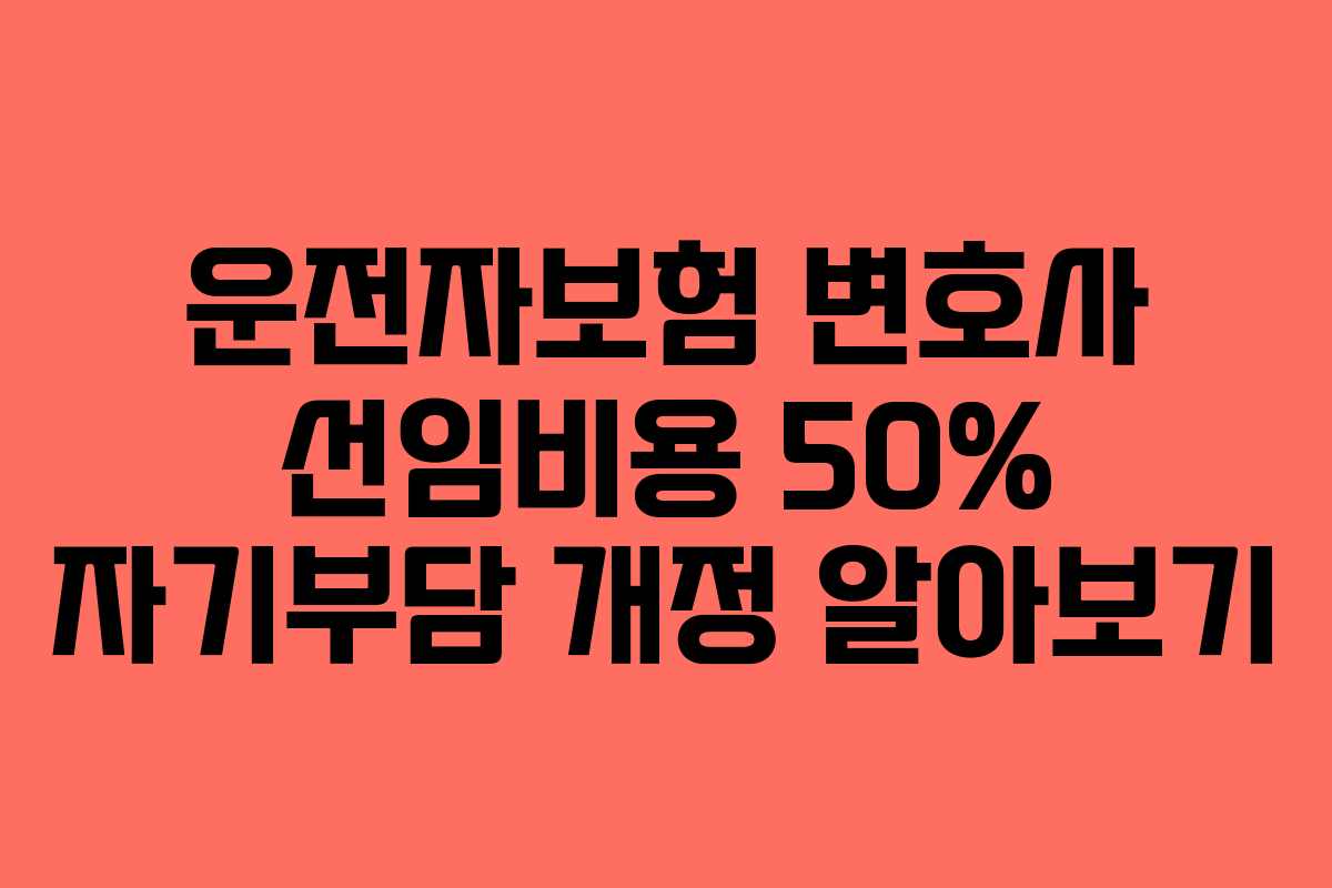 운전자보험 변호사 선임비용 50% 자기부담 개정 알아보기