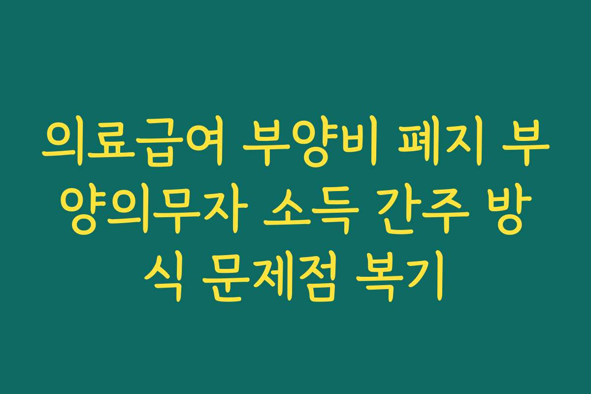 의료급여 부양비 폐지 부양의무자 소득 간주 방식 문제점 복기
