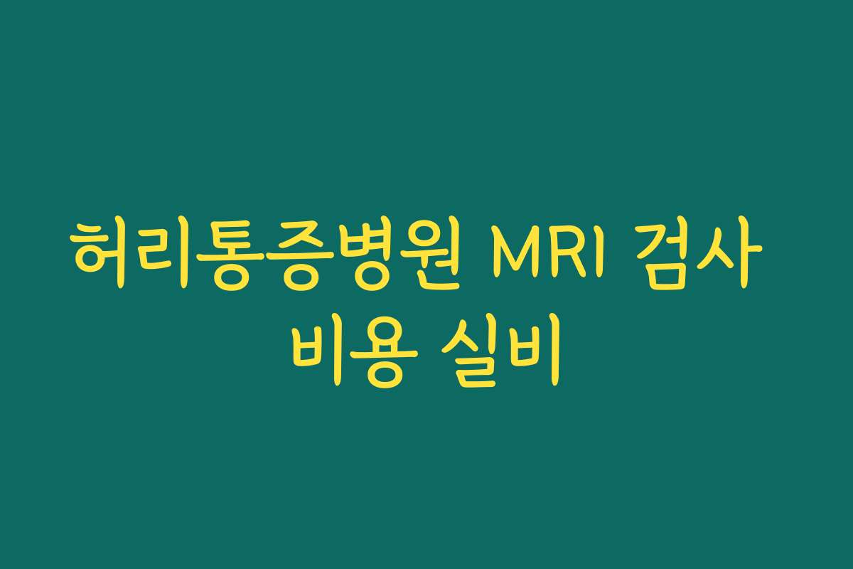 허리통증병원 MRI 검사 비용 실비