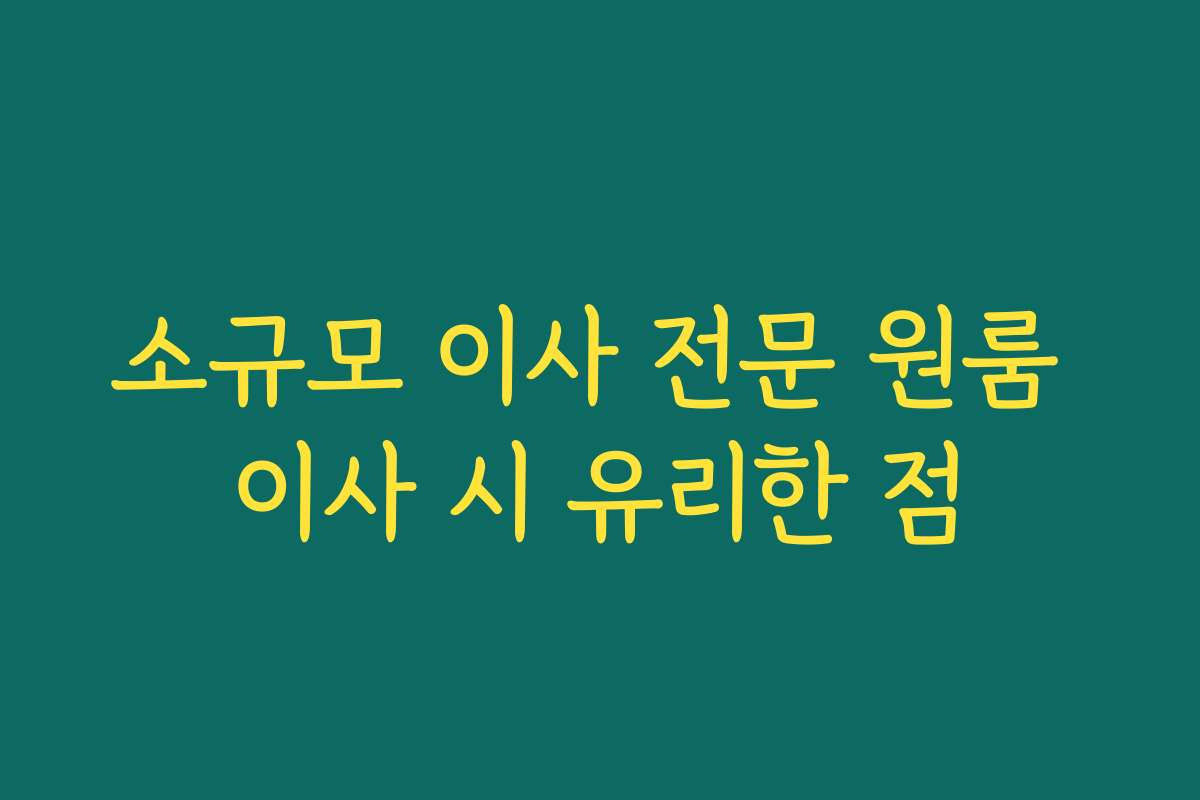 소규모 이사 전문 원룸 이사 시 유리한 점