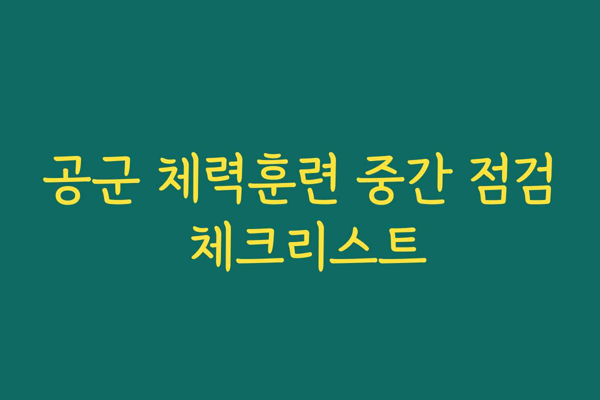 공군 체력훈련 중간 점검 체크리스트