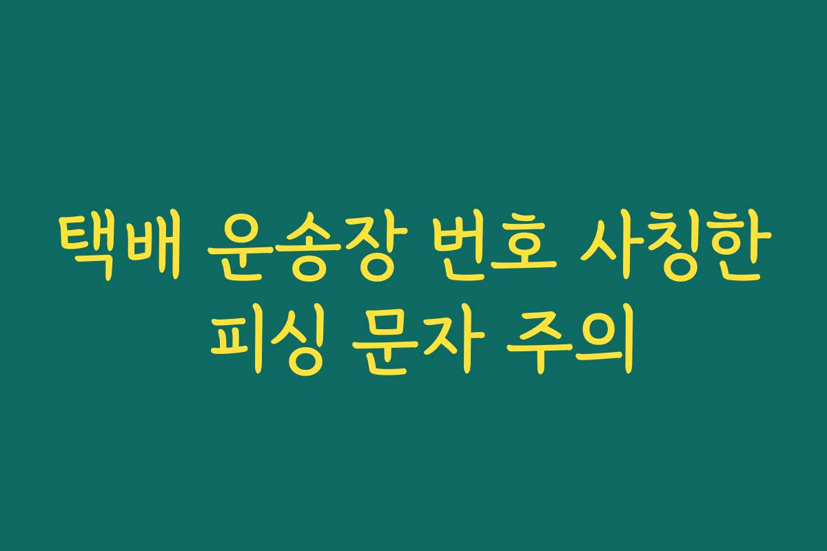 택배 운송장 번호 사칭한 피싱 문자 주의