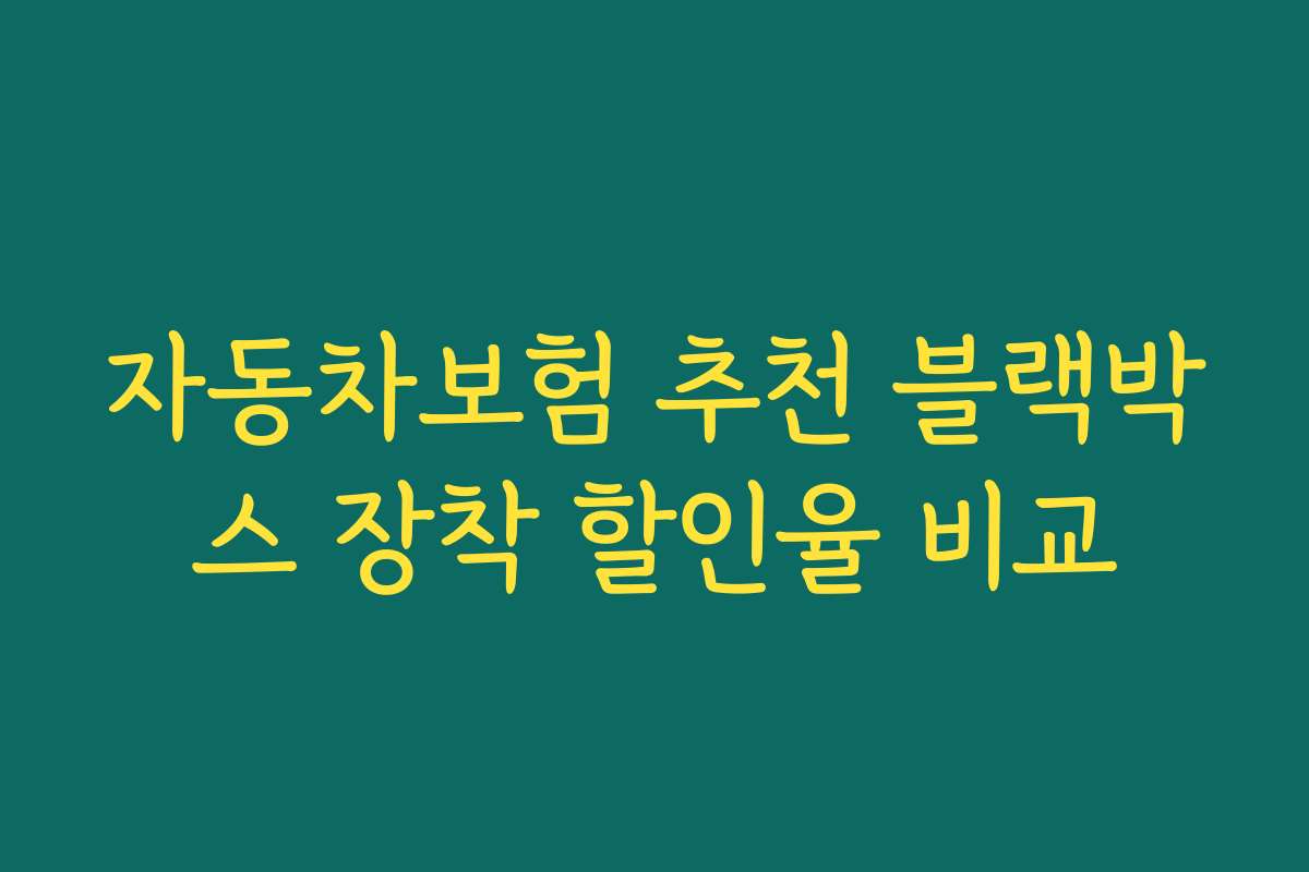 자동차보험 추천 블랙박스 장착 할인율 비교