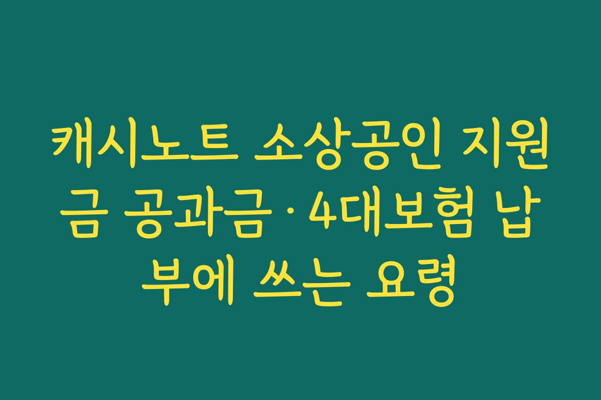 캐시노트 소상공인 지원금 공과금·4대보험 납부에 쓰는 요령
