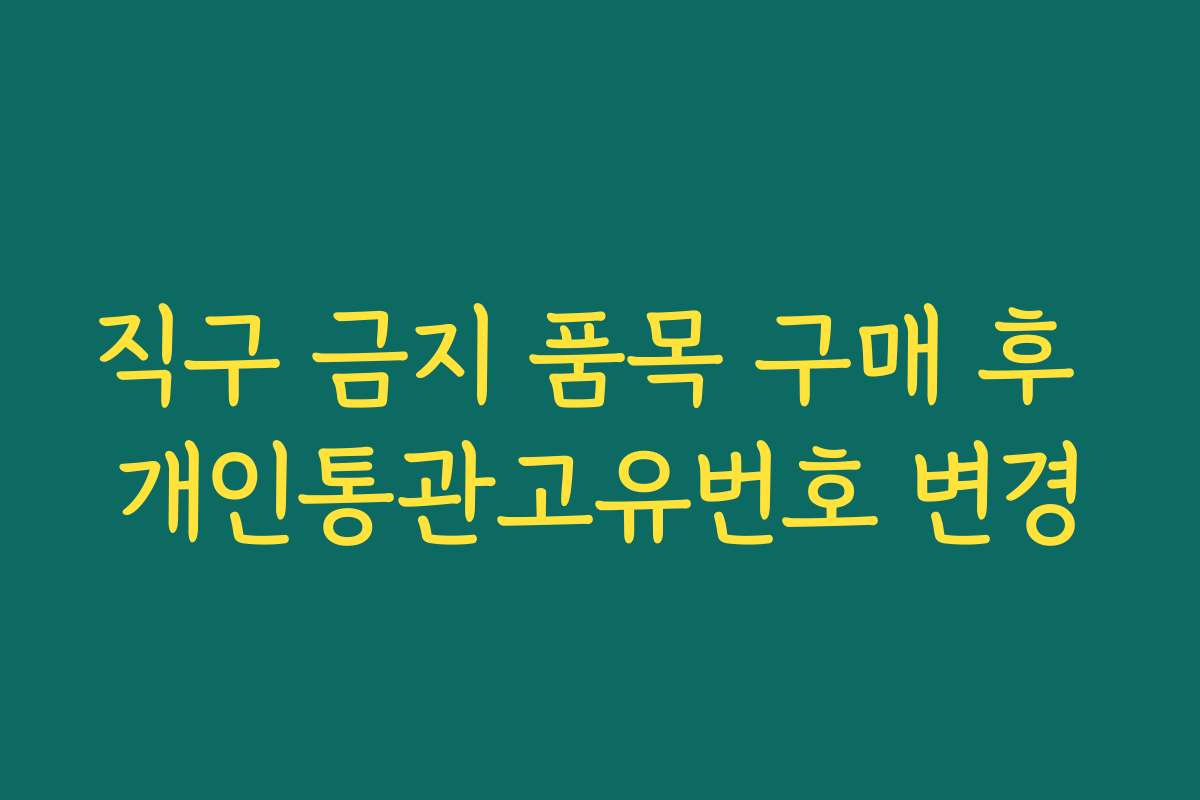 직구 금지 품목 구매 후 개인통관고유번호 변경