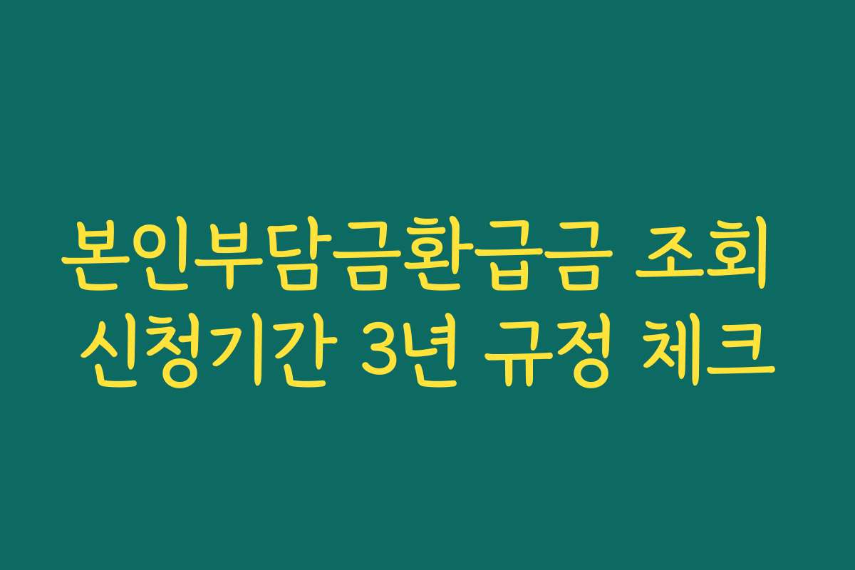 본인부담금환급금 조회 신청기간 3년 규정 체크
