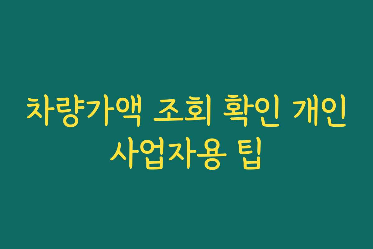 차량가액 조회 확인 개인사업자용 팁