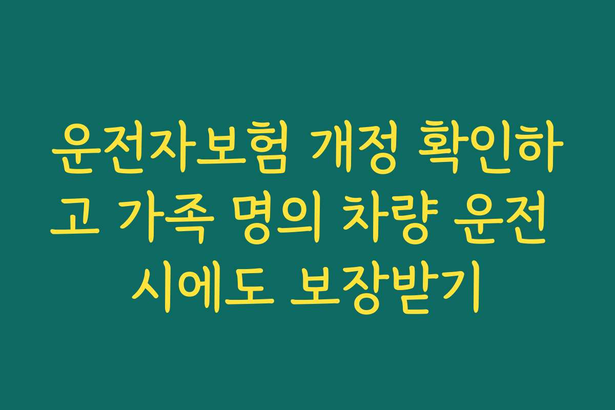 운전자보험 개정 확인하고 가족 명의 차량 운전 시에도 보장받기
