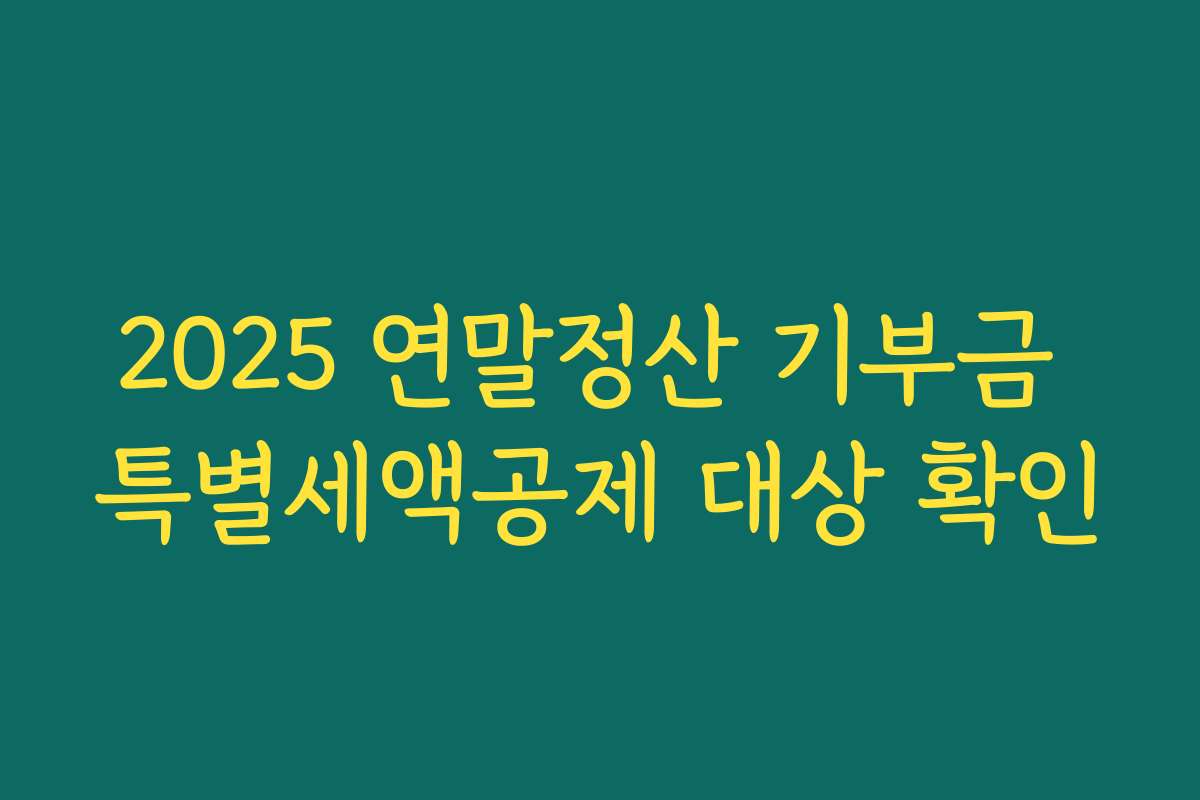 2025 연말정산 기부금 특별세액공제 대상 확인