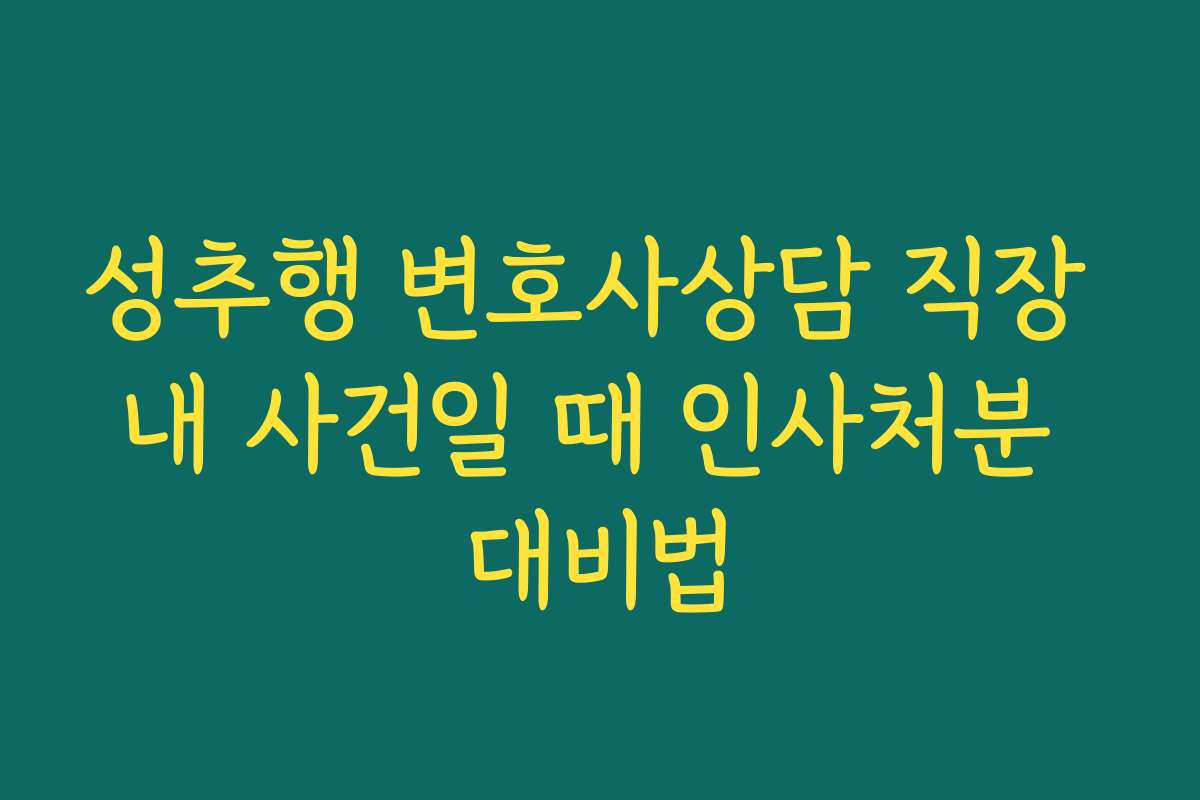 성추행 변호사상담 직장 내 사건일 때 인사처분 대비법