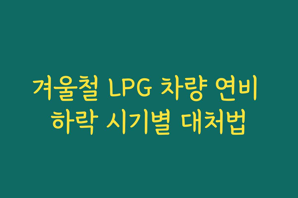 겨울철 LPG 차량 연비 하락 시기별 대처법