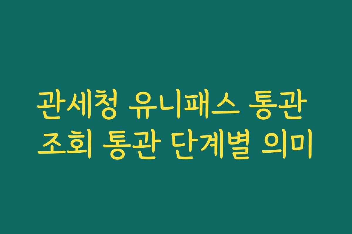 관세청 유니패스 통관 조회 통관 단계별 의미