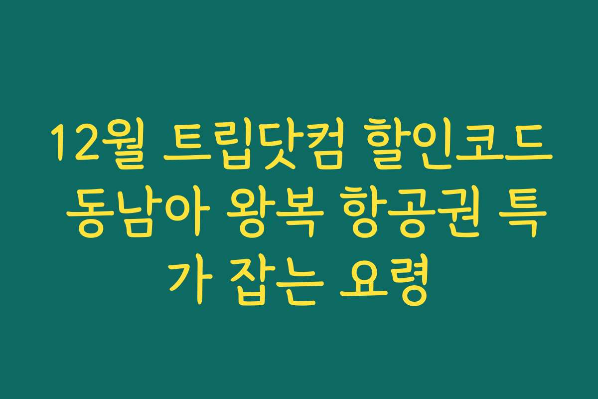 12월 트립닷컴 할인코드 동남아 왕복 항공권 특가 잡는 요령