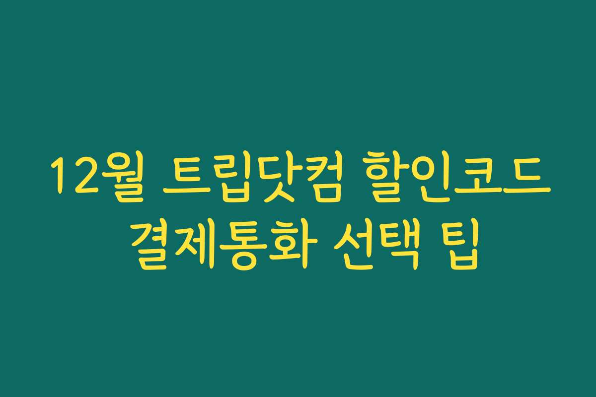 12월 트립닷컴 할인코드 결제통화 선택 팁