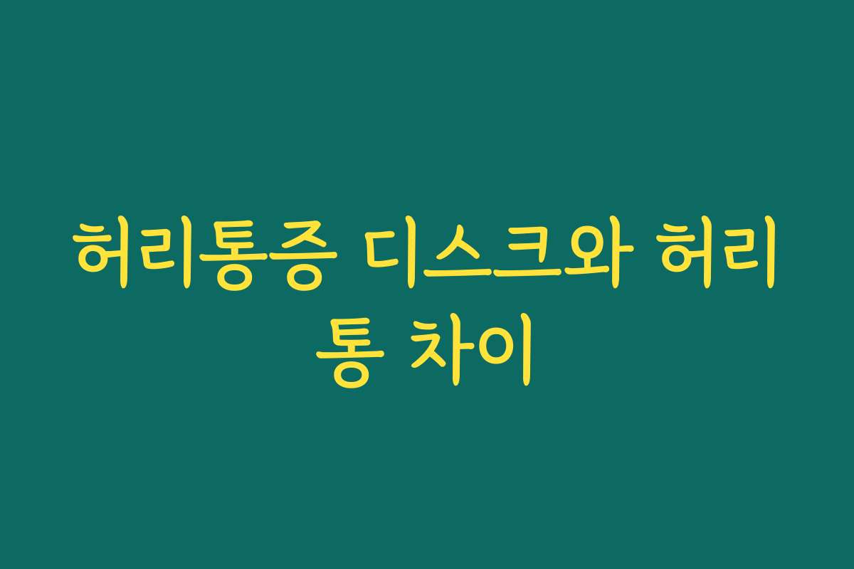 허리통증 디스크와 허리통 차이