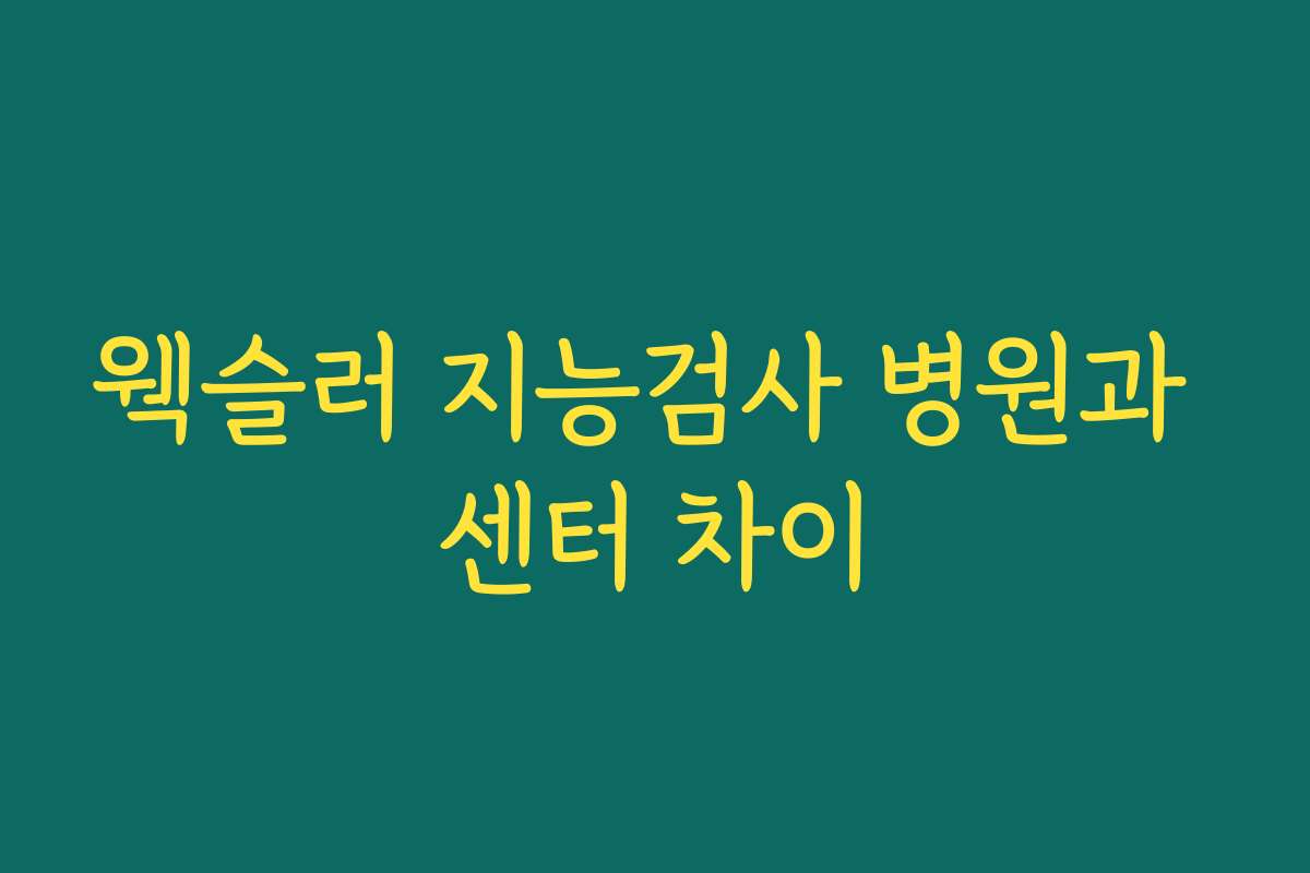 웩슬러 지능검사 병원과 센터 차이