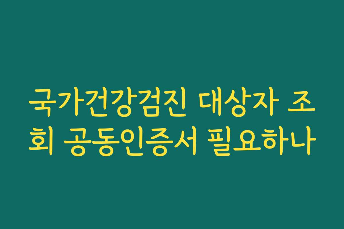 국가건강검진 대상자 조회 공동인증서 필요하나