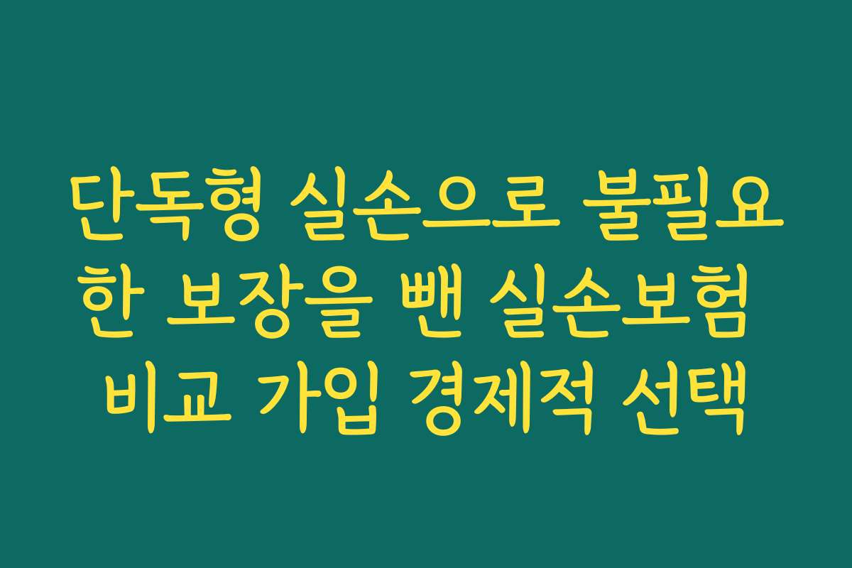 단독형 실손으로 불필요한 보장을 뺀 실손보험 비교 가입 경제적 선택