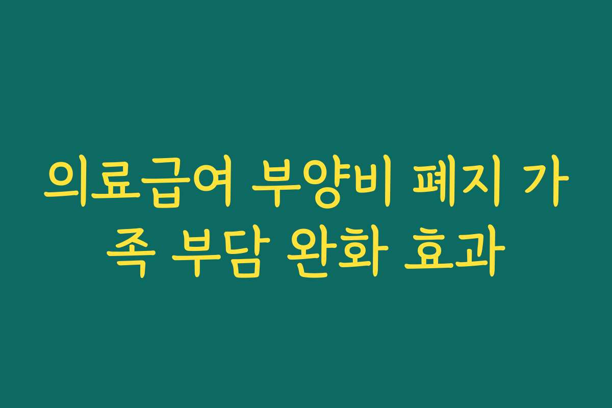 의료급여 부양비 폐지 가족 부담 완화 효과