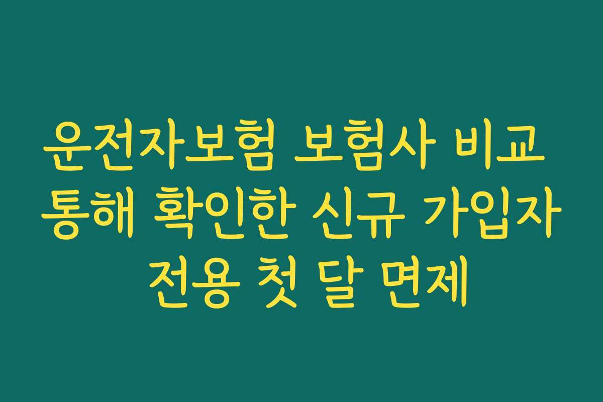 운전자보험 보험사 비교 통해 확인한 신규 가입자 전용 첫 달 면제
