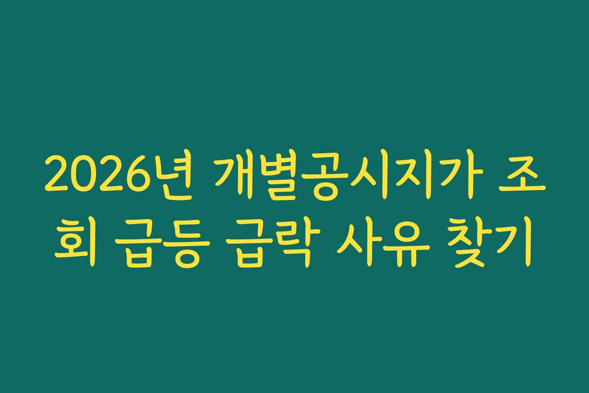 2026년 개별공시지가 조회 급등 급락 사유 찾기