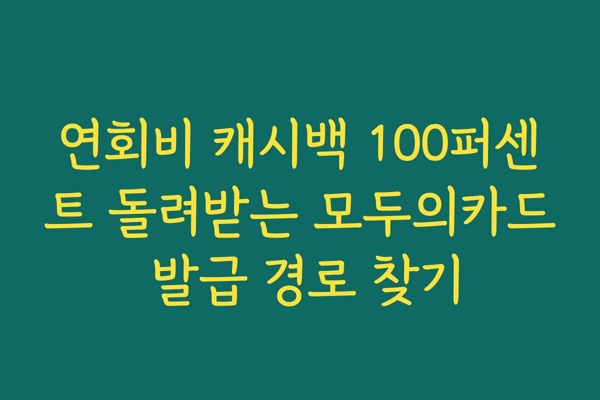 연회비 캐시백 100퍼센트 돌려받는 모두의카드 발급 경로 찾기