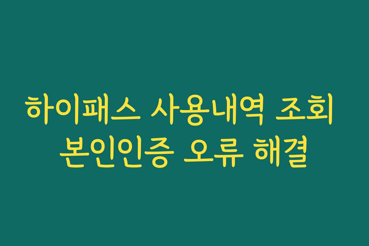 하이패스 사용내역 조회 본인인증 오류 해결