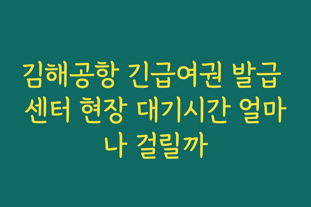 김해공항 긴급여권 발급 센터 현장 대기시간 얼마나 걸릴까