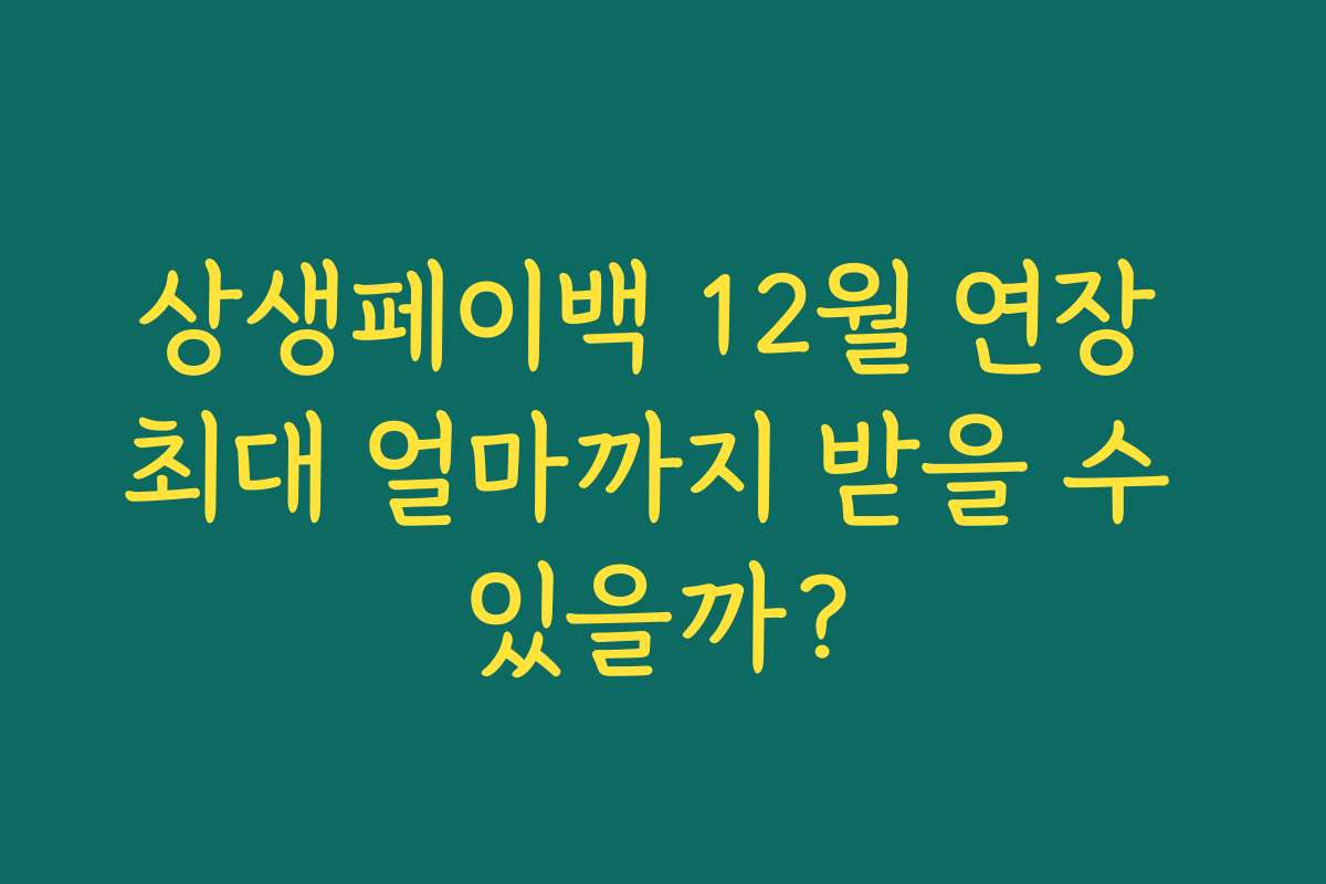 상생페이백 12월 연장 최대 얼마까지 받을 수 있을까?