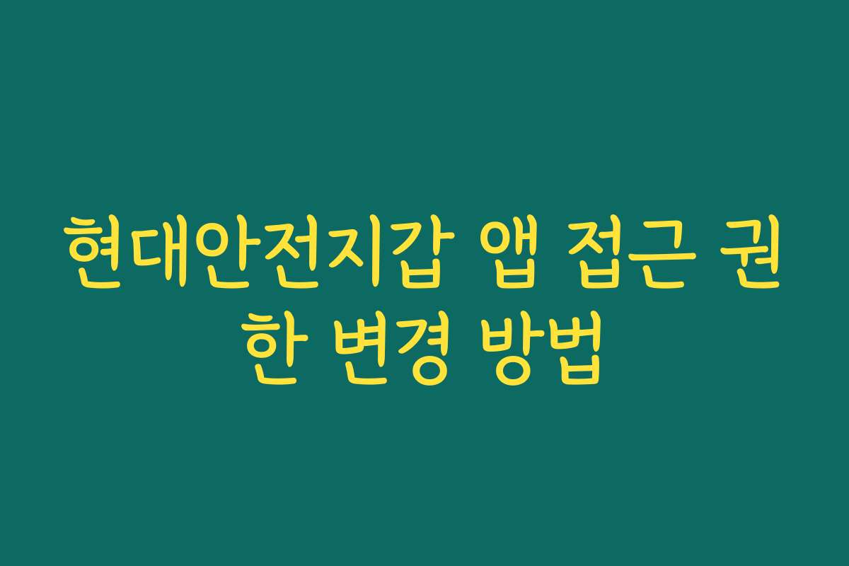 현대안전지갑 앱 접근 권한 변경 방법