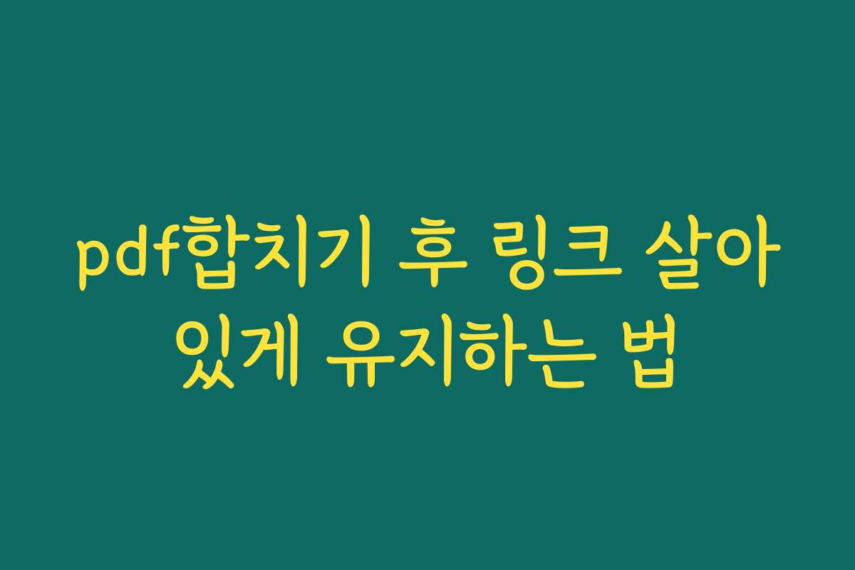pdf합치기 후 링크 살아있게 유지하는 법